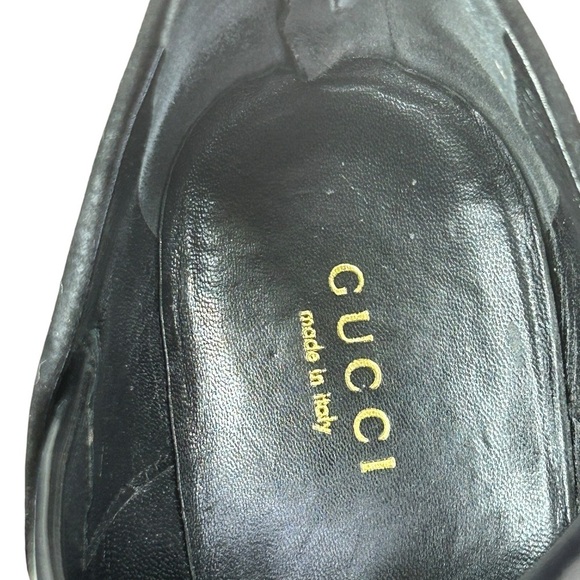 Gucci black leather and suede platform ankle shoe bootie size 8.5 38.5 Back Zip - Picture 7 of 11